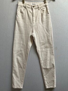 ROLLA'S Cream High Rise Straight Slim Leg Jeans Size 25 (Aussie 7)